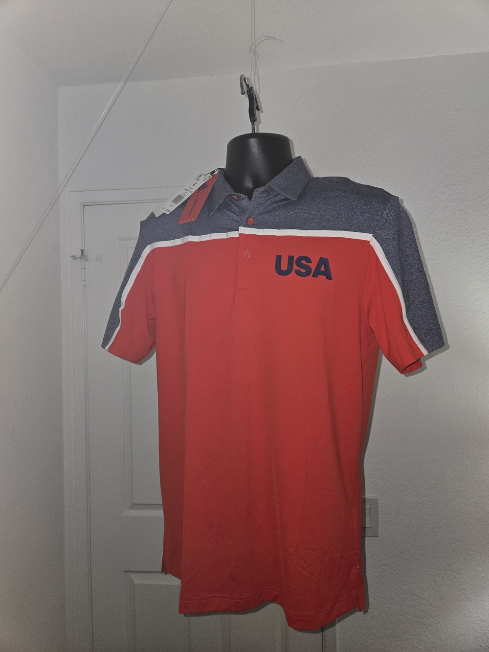 Adidas Golf USA Polo Shirt – Men’s Small – NWT – Red/Navy/White – $70 Retail